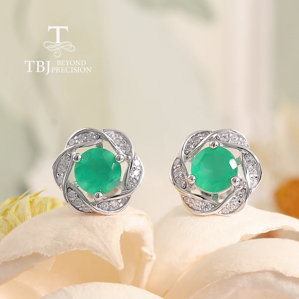 

Elegant Flower shape design 925 sterling silver Earrings Natural round 5.0mm agate Fine Jewelry for Women's Party Birthday gifts