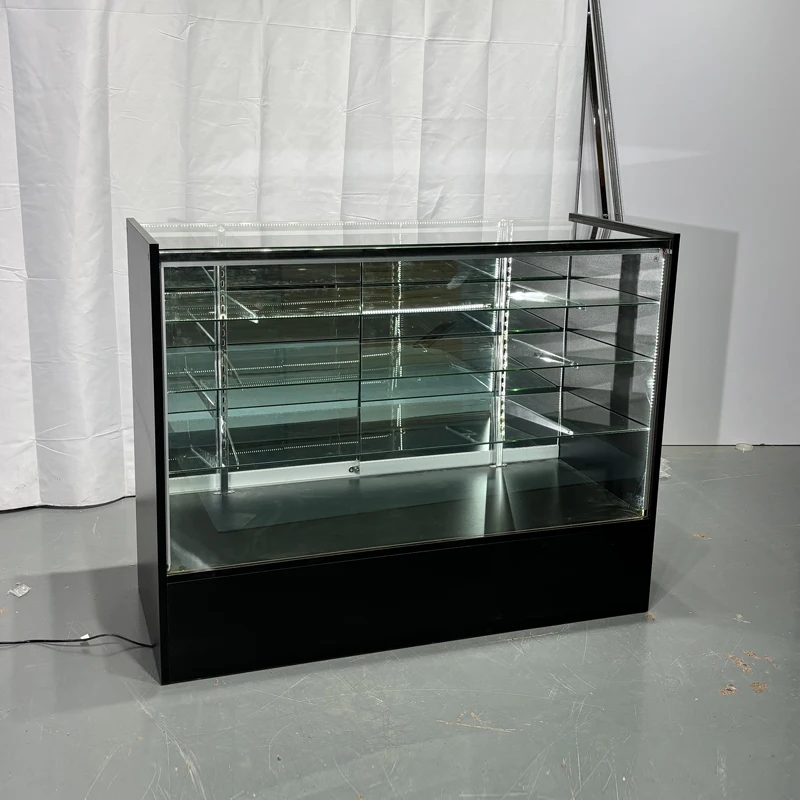 Keway Melamine Plate Stand Glass Showcase Multi-layer Retail Store Display Shelf MDF Glass Display case for Supermarket