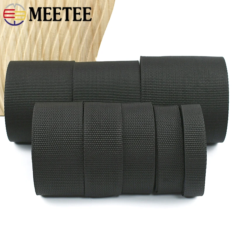 Cinta de poliéster negra para correa de mochila, cinta para Collar de mascotas, accesorio de encuadernación al bies para bolsa de cinturón DIY, 5/10