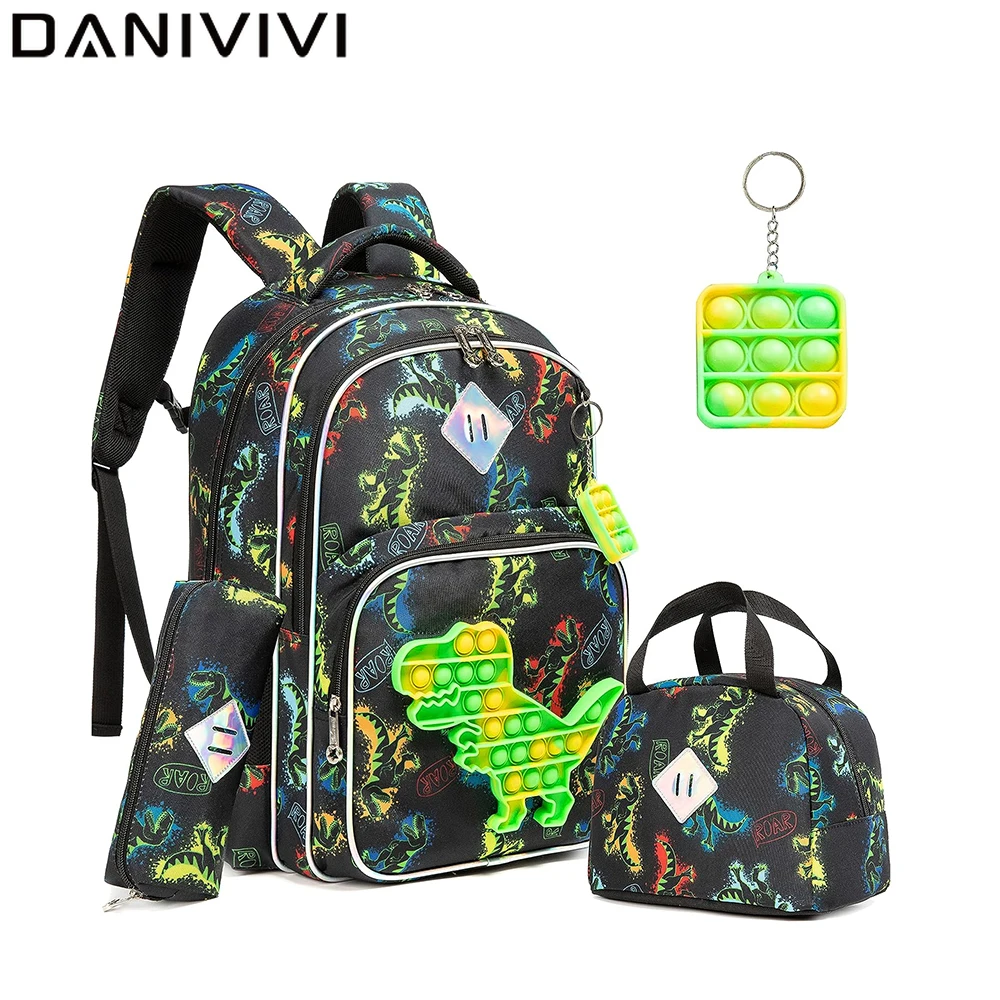 

New 3pcs School Bags for Boys Dinosaur Design Backpacks for School Children Sac A Dos Enfant with Lunch Bags 2023 Back To School