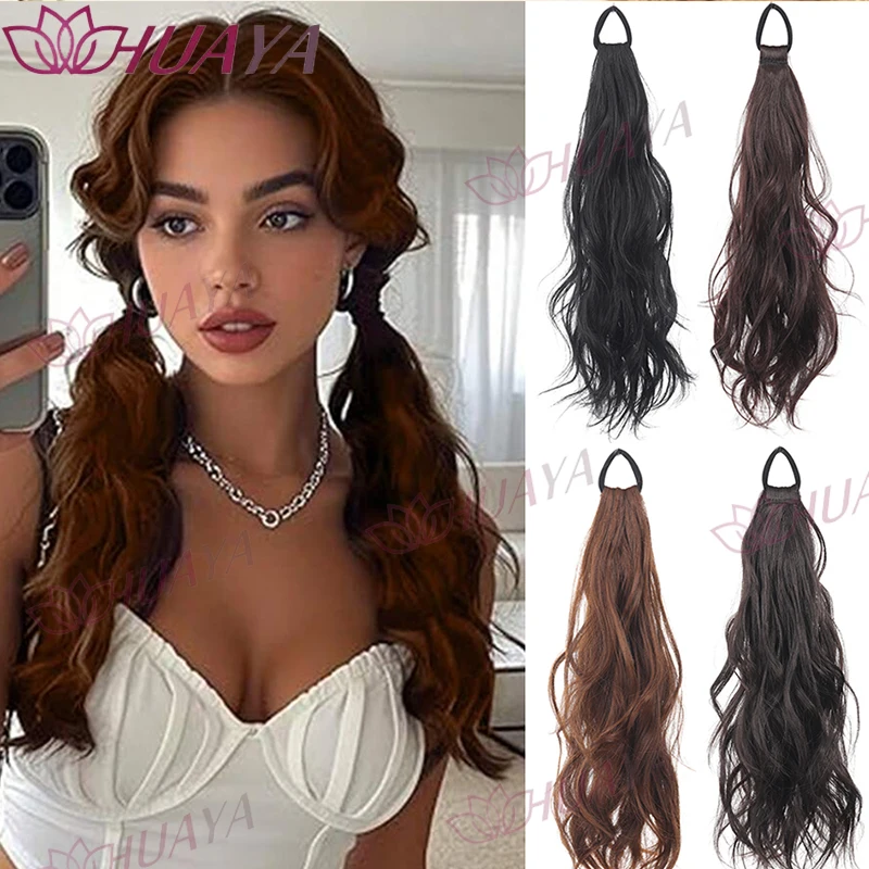 

16 Inch Synthetic Wavy Ponytail Hair Extensions, 75g Lightweight Lazy Layered Curly Ponytail for Women, Easy to Wear for Daily &