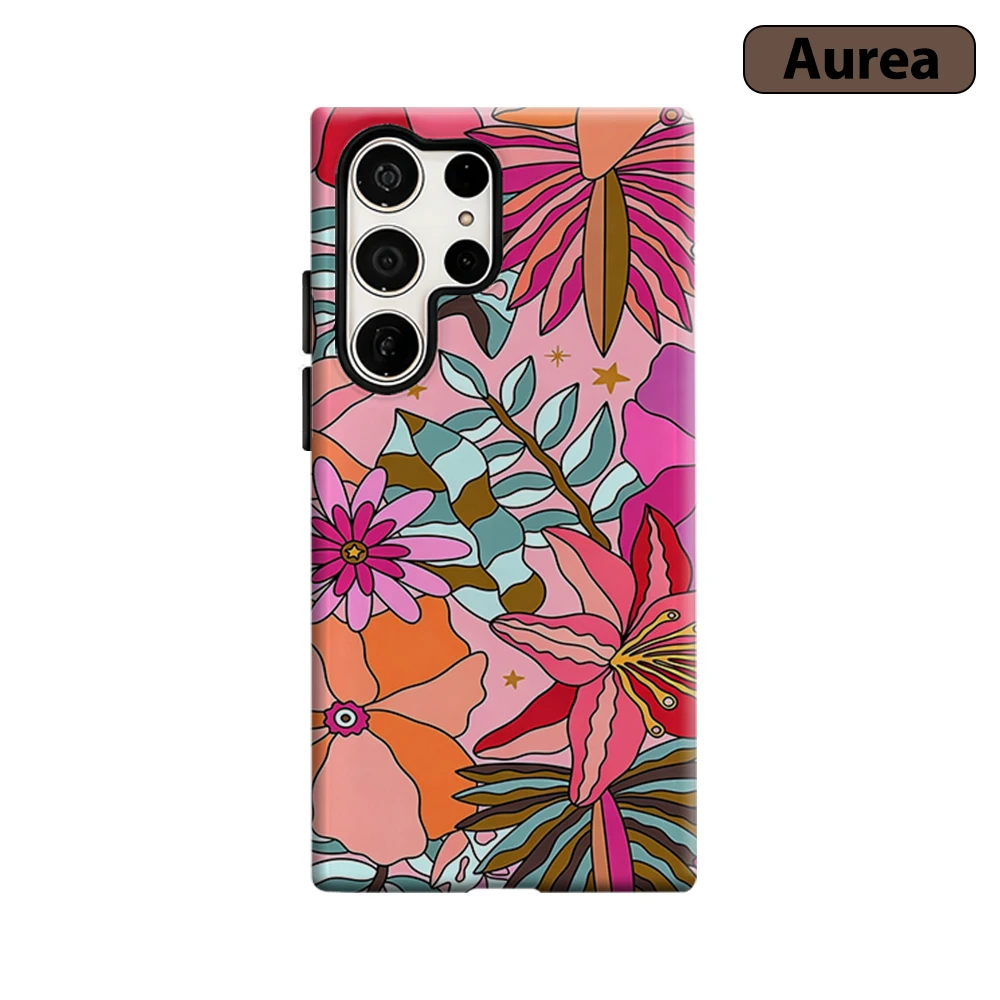 Boho Tropical Floral Phone Case for Samsung Galaxy S26 S25 Ultra S24 S23 Ultra Plus Shockproof Double layer tough Back Cover
