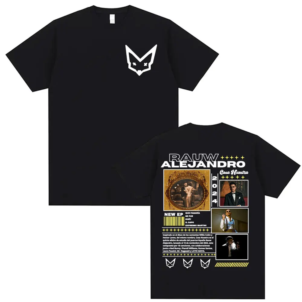 Singer Rauw Alejandro Cosa Nuestra Album Tour T Shirt Men Women Fashion Hip Hop Punk Street T-shirt Oversized 100% Cotton Tshirt