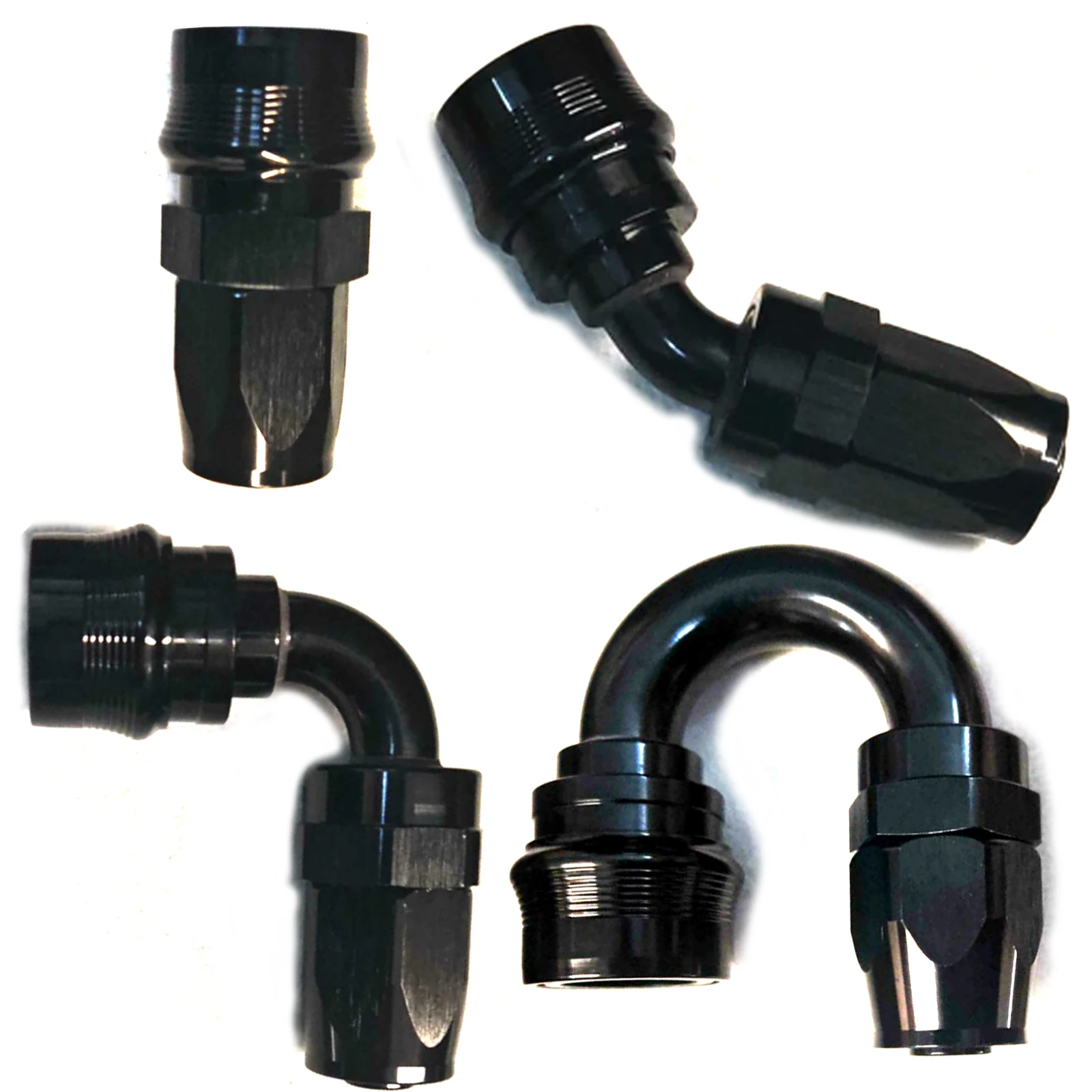 -4AN -6AN -8AN -10AN -12AN -16AN -20AN Quick-Release Fittings Swivel Fuel Hose End ORB Adapter Connector 0°/45°/90°/180° Black