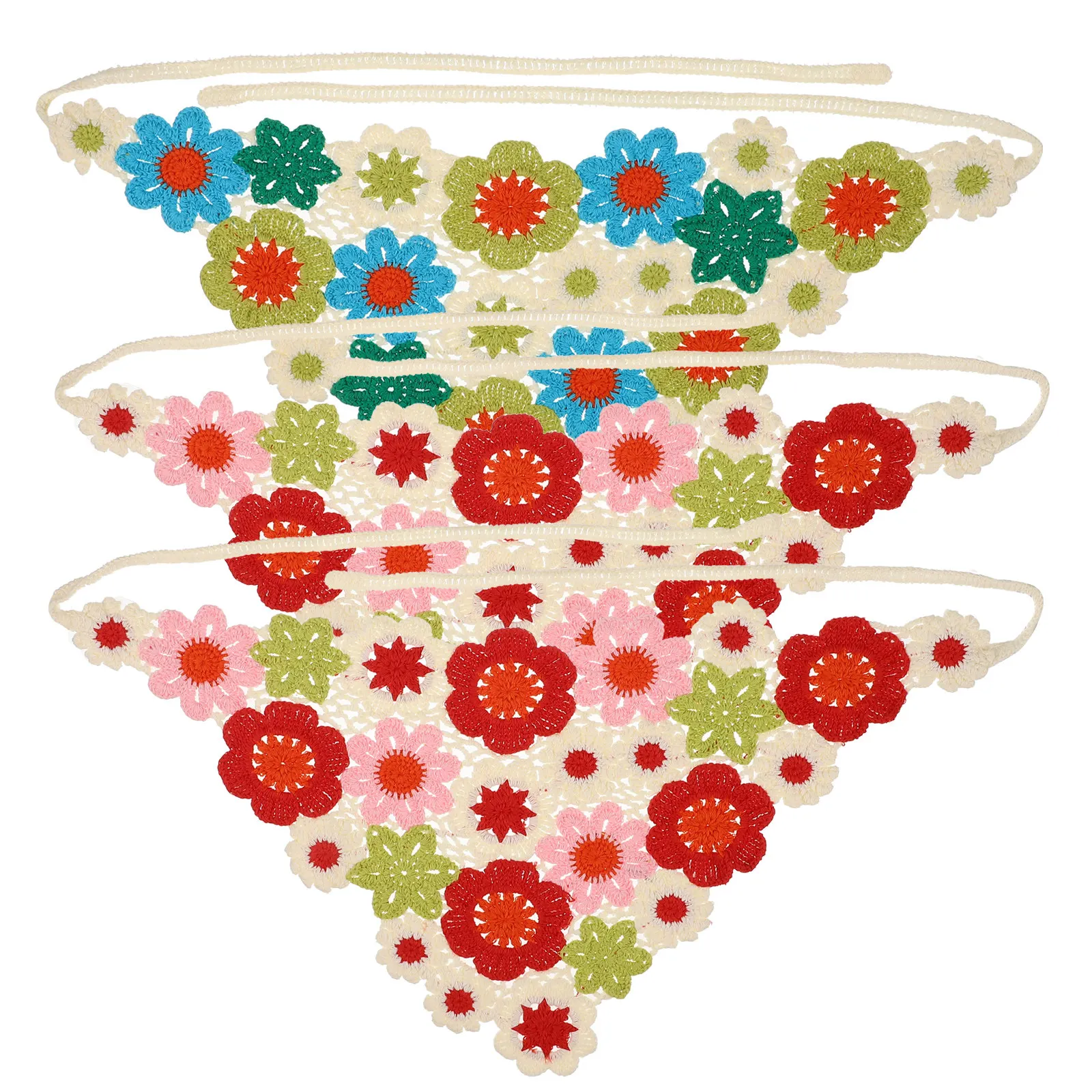 

Набор из 3 штук: Цветочные повязки на голову ручной работы, вязаные крючком, мягкие, эластичные, в богемном стиле, для женщин и девушек, для повседневного использования и вечеринок