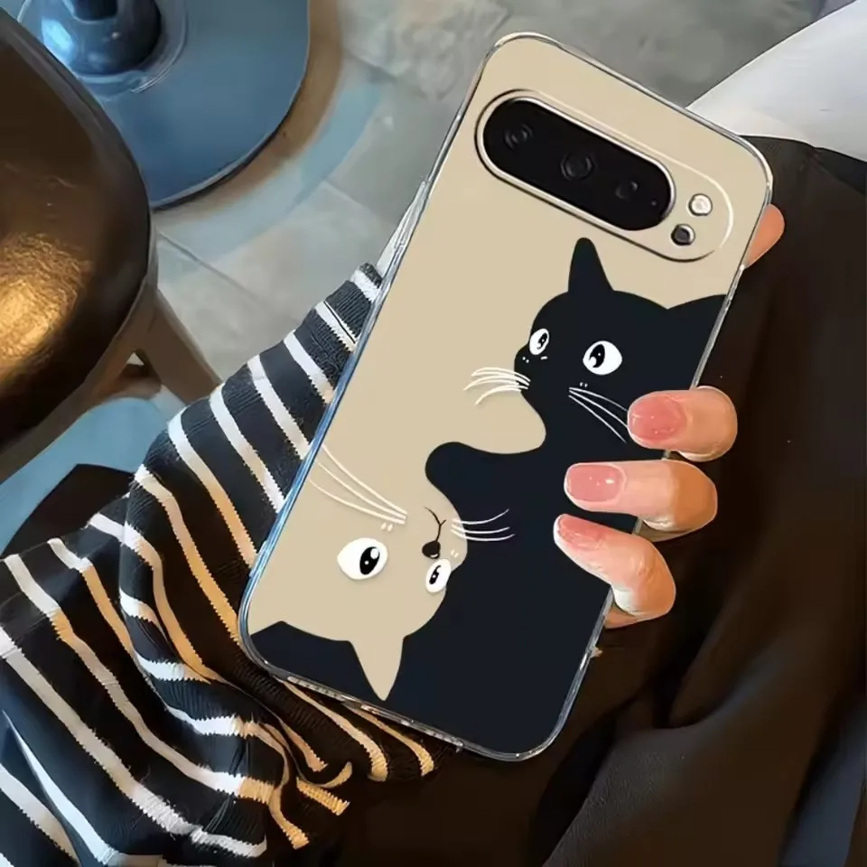 Hot Kawaii Cartoon Black Cat Pattern Clear Soft Case For Google Pixel 11 10 9 8 7 6 Pro XL 9a 8a 7a 6a Silicone Anti-Drop Cover view 3