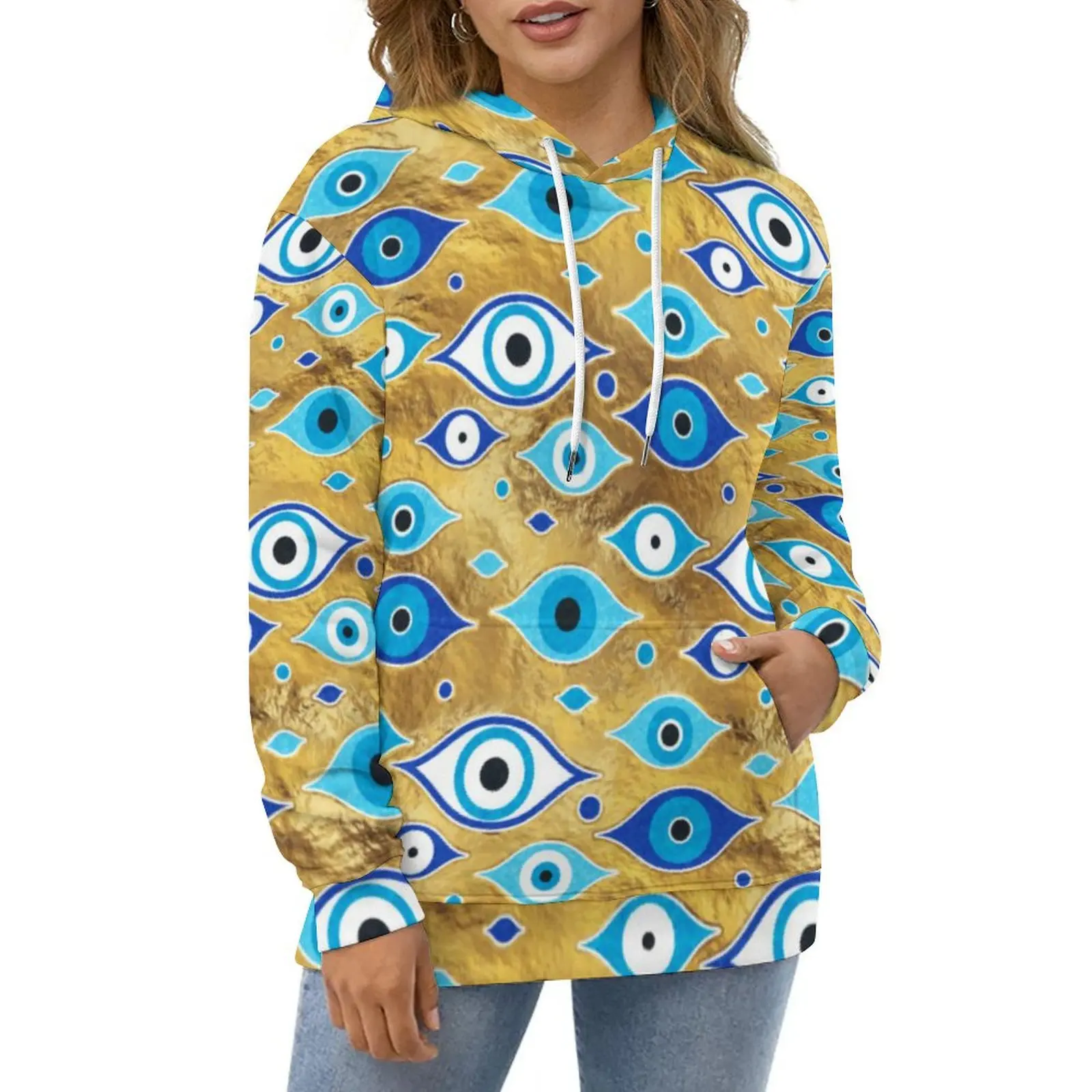 Matiasma Evil Eye Casual Hoodies Greek Amulet Print Funny Custom Loose Hoodie Autumn Long-Sleeve Harajuku Oversized Sweatshirts