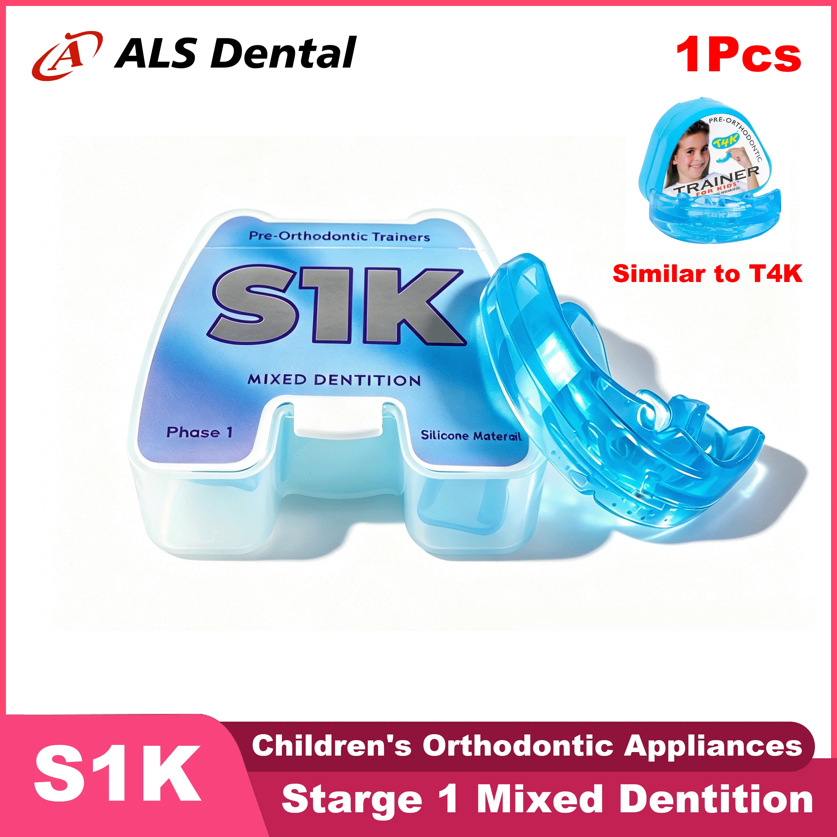 S1K Kids Pre-Orthodontic Trainer, Silicone Mouth Guard , Mixed Dentition Alignment Mouthpiece,Myofunctional Trainer S1K