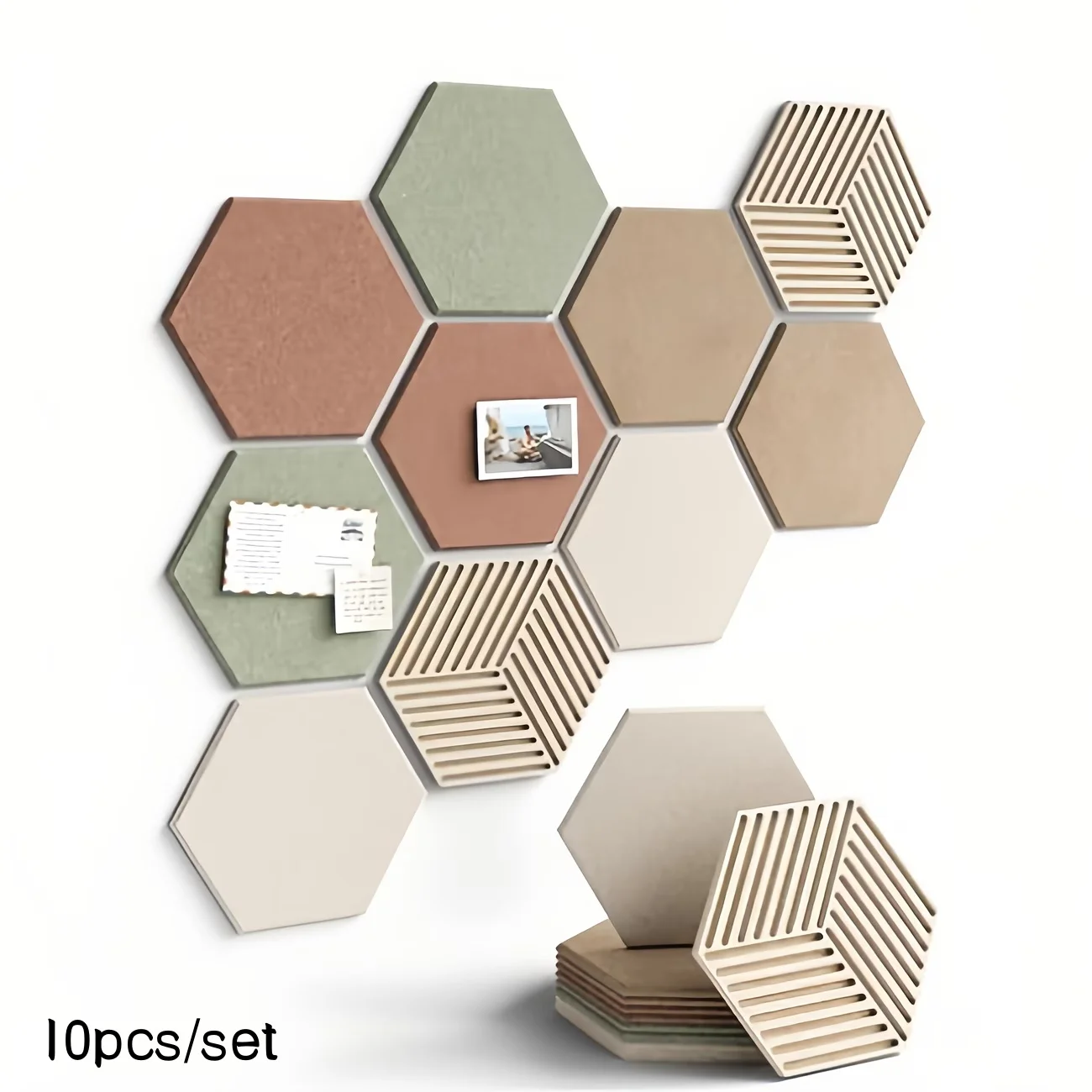10pc Colors Self-adhesive Soundproof Board Set, Hexagonal Sound-absorbing Board, Multifunctional Wall Decoration