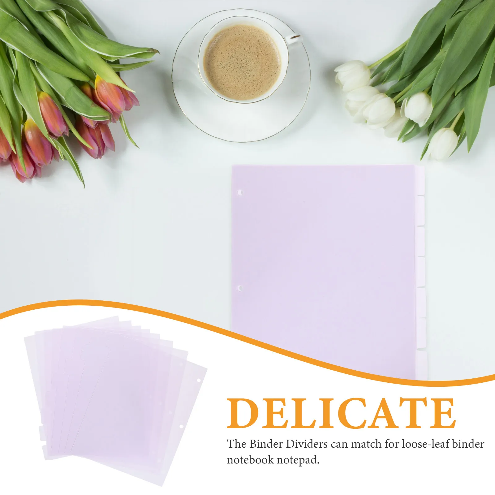 8Pcs Index Dividers Colored Plastic Binder Tabs for Notebook Binder Loose-Leaf Paper Organizers Office Page Markers