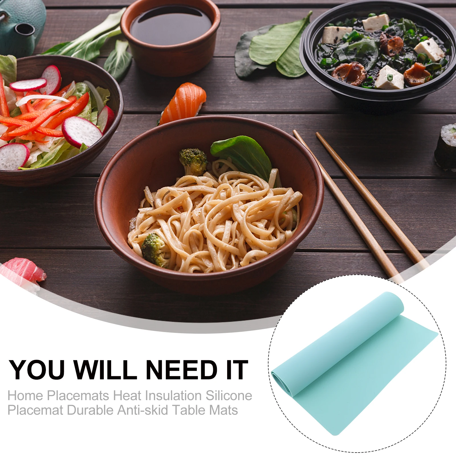 

Insulated Placemat Dining Table Placemats Foldable Kitchen Heat Resistant Silica Gel