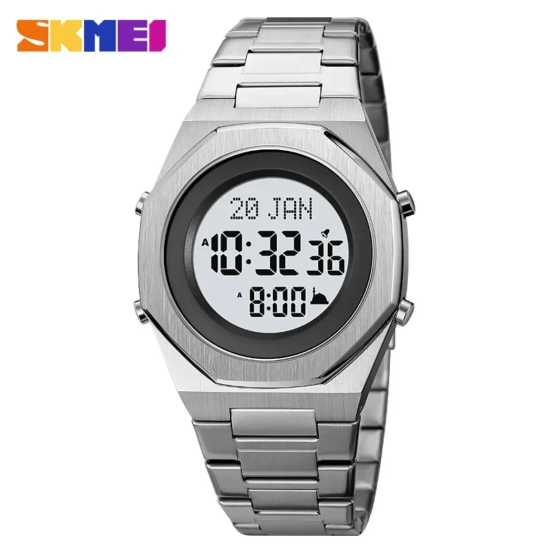 SKMEI 2069 Digital Watch for Men Hijri Islamic Muslim Azan Clock for Prayer with Qibla Compass Waterproof Wristwatch Mens Sports