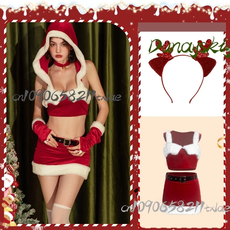 

Christmas Skirt Lolita Choker Elk Headwear Furry Jirai Kei Women Cosplay Costumes Kawaii Sexy Y2k Party Halloween Christmas