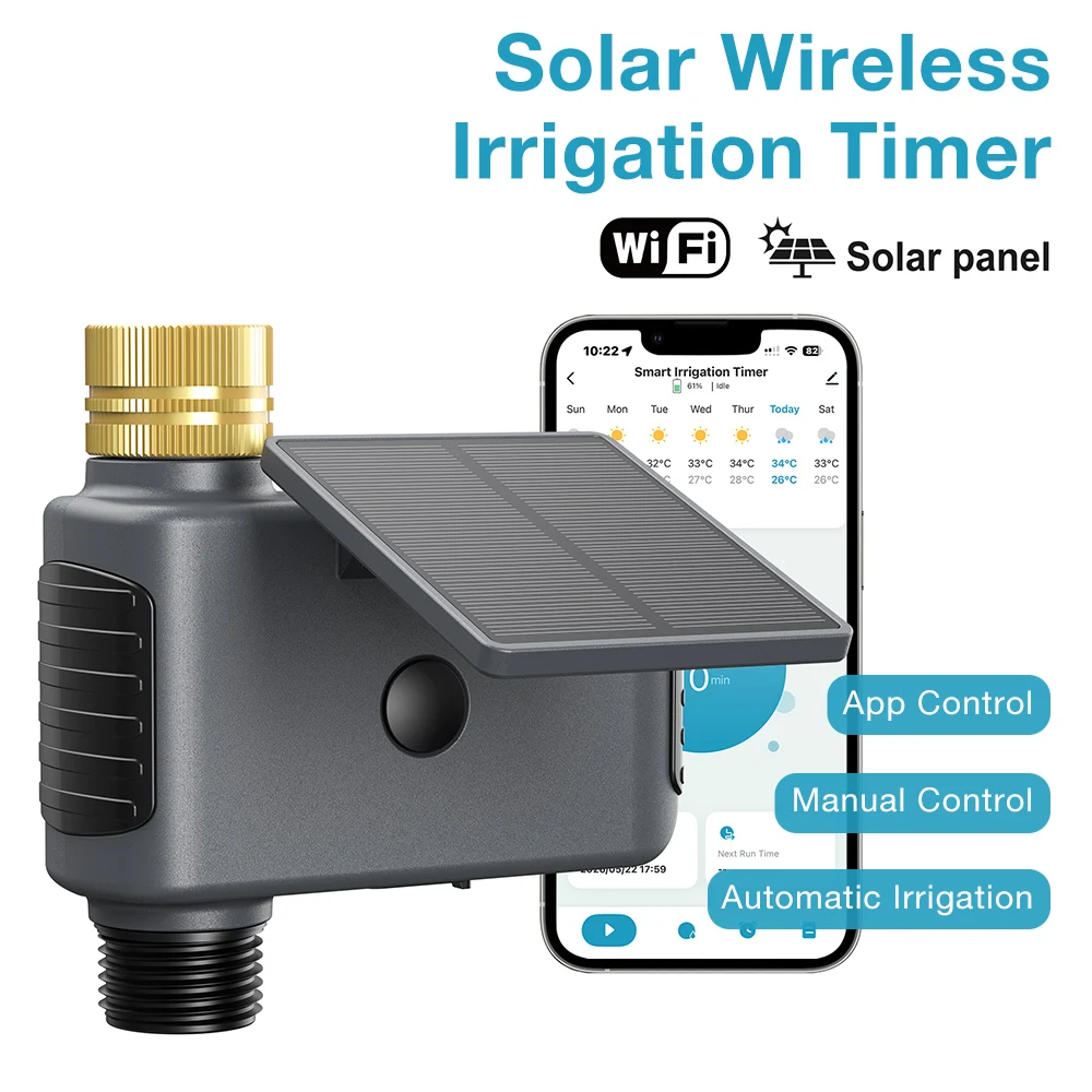  Smart Tuya WiFi Solar Irrigation Timer Automatic Irrigation System 1 Zone Smart Irrigation Controller Programmable Rain Delay