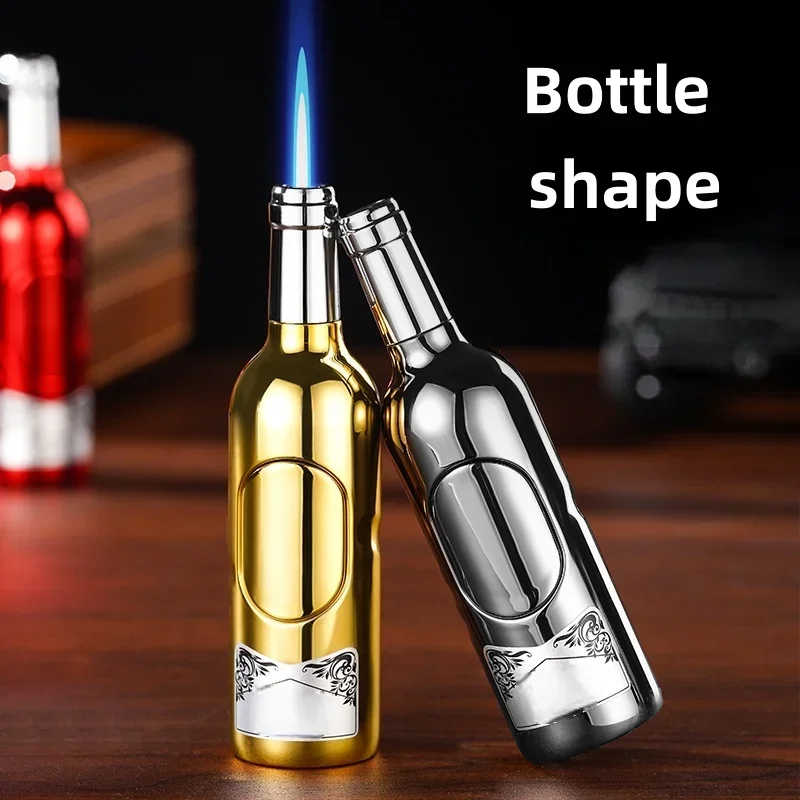 Outdoor Cute Mini Red Wine Bottle Inflatable Lighter Windproof Direct Spray Flame Portable New Lighter Smoking Gift - Image 3