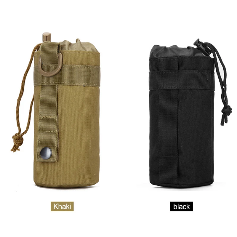 Tactical Molle Water Bottle Bag Small/Large Outdoor Camping Hiking Drawstring Water Bottle Holder Multifunction Bottle Pouch