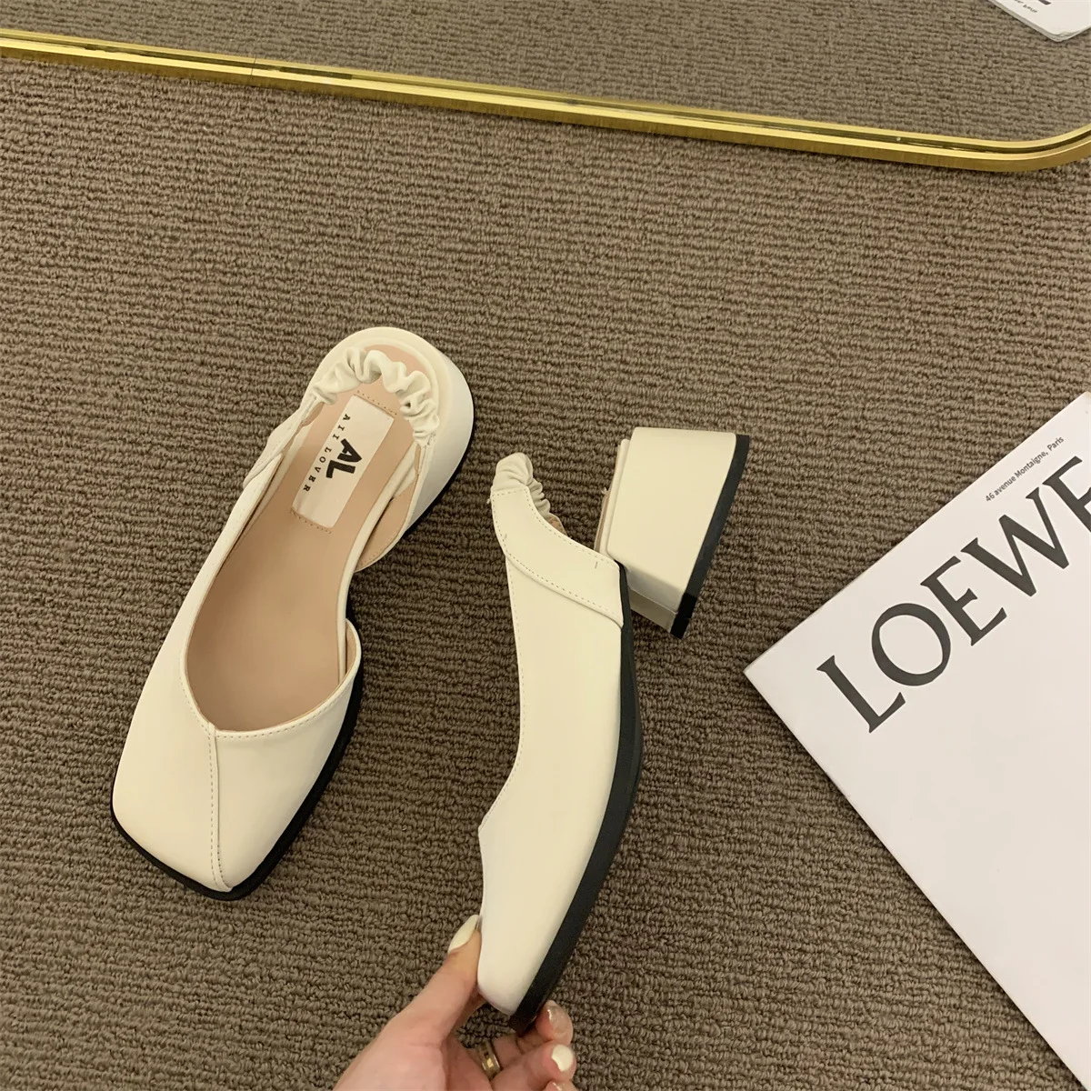 Autumn Thick Heel Baotou Sandals Mary Jane Sandals for Women Shoes Fashion Chunky Heels Square Toe Dress Comfortable Sandals