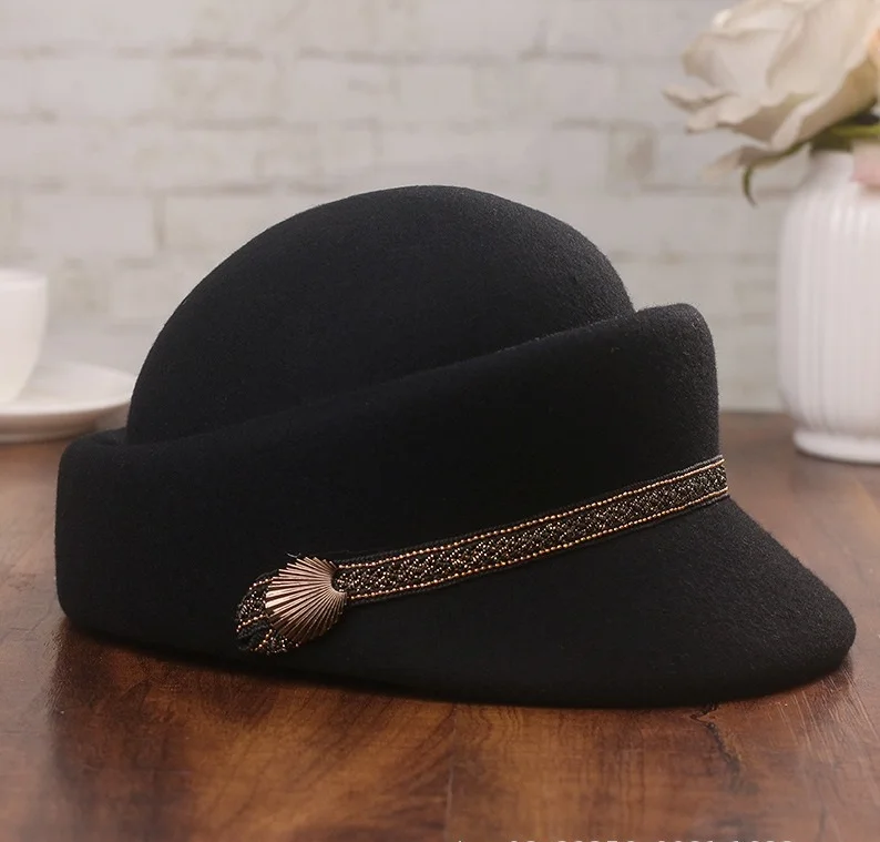 Moda mujeres hombres marinero negro señoras boina superior capitán gorra viaje octogonal sombrero