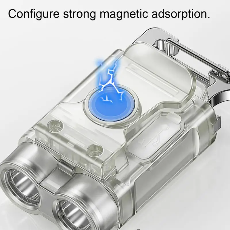 Imagem -05 - Chaveiro Lanterna com Luz Led Dupla Chaveiro Magnético Luz Longa Duração Luzes de Acampamento para Caminhadas Modos