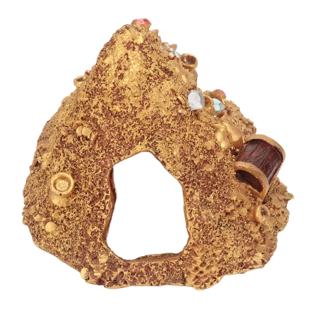 

Simulation Gold Mountain Ornament Resin Treasure Shelter Aquarium Mountain Decor Gold Mountain Shape Treasure Mountain Hideouts