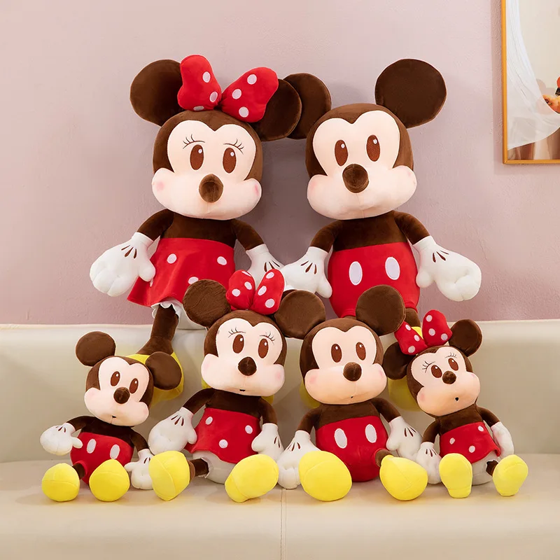 

35-75 см классические пары красный розовый Минни Микки Маус Kawaii мягкая плюшевая игрушка-подушка кукла на день рождения подруге девушка Рождественский подарок