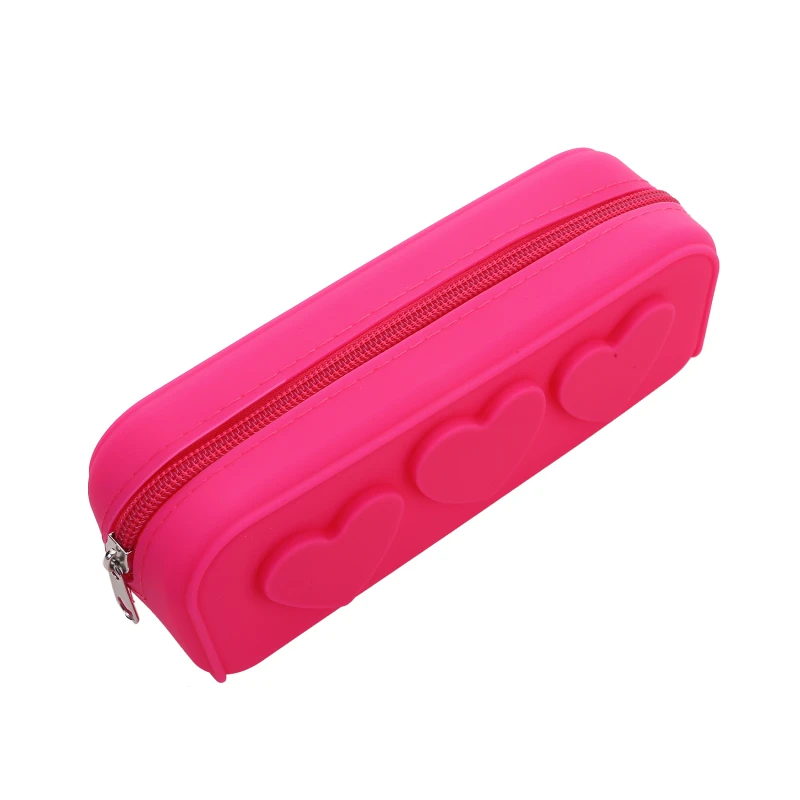 Silicon Zip Bags Reusable Heart Silicon Bag Cosmetic Bag Portable Makeup Brush Case For Women