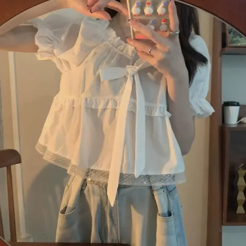 

Short Sleeve Shirts Womens Crop Shirt Y2k Aesthetic Trendy Streetwear Punk Minimalist Button Front Modern Summer Slim Fit Chic