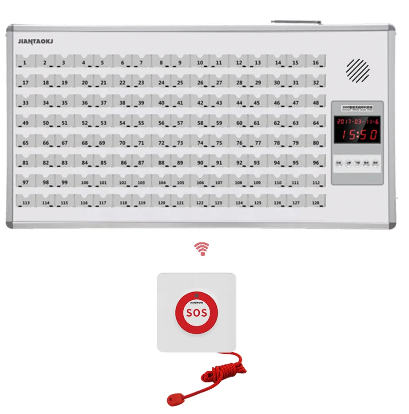 Jiantao JT-30128 com 128 botões botão de emergência sem fio sistema de chamada enfermagem para clínica hospitalar casa enfermagem