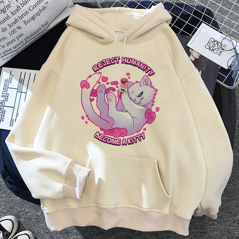 Furry hoodie harajuku soft fabric patterned kawaii funny patterned female sweatshirts graphic Y2K anime pattern