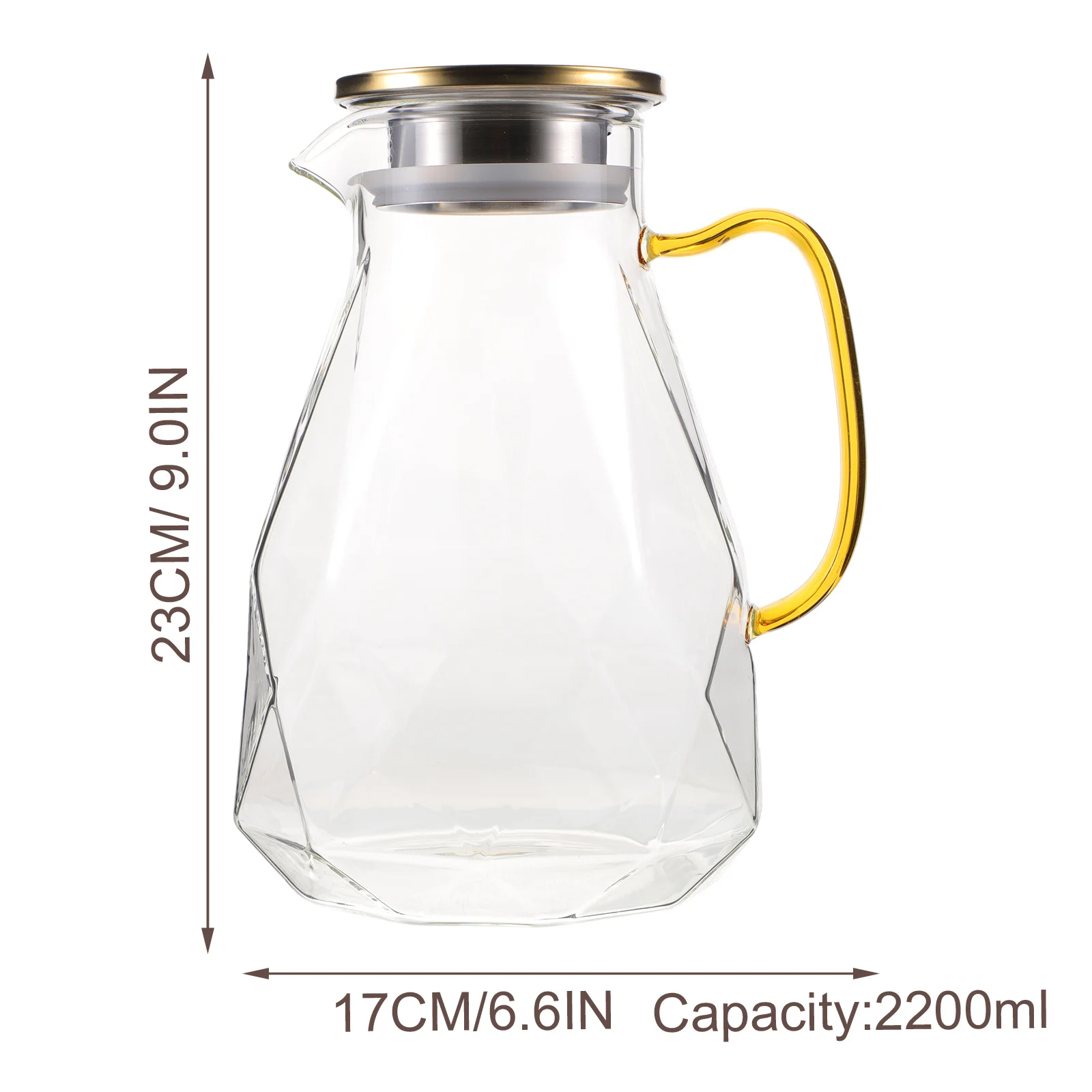 

Large Capacity Diamond Cold Water Pitcher Clear Glass Beverage Jug Heat Resistant Refrigerator Safe for Tea Coffee Juice Infuser
