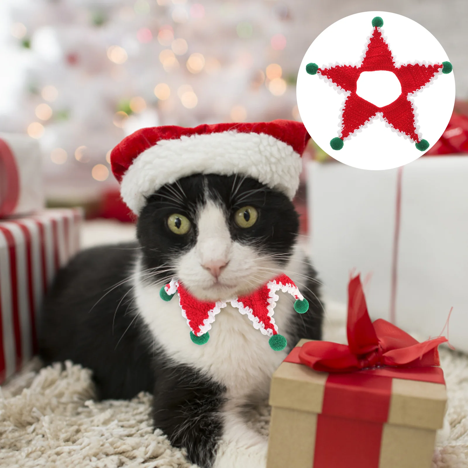 

Pet Christmas Collar Knit Scarf for Dogs Bib Neck Decor Knitted Wool Knitting Holiday