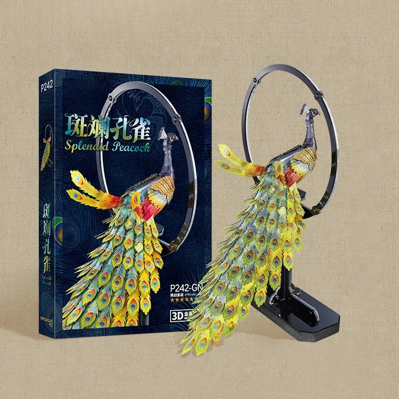 3D Peacock Metal Puzzle DIY Peacock Jigsaw Model High-difficulty Mechanical Assembly Set STEAM Toy Home Decoration Creative Gift