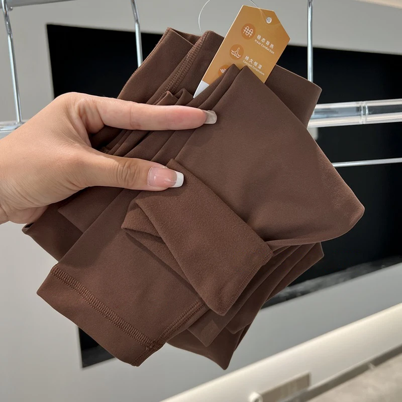 Modische Herbst-Winter-Damen-Fleece-Yogahose mit hoher Taille, Hüftlift, bequem, schmal geschnitten, für Laufen, Fitness, Freizeit und Radfahren. – Detail 10