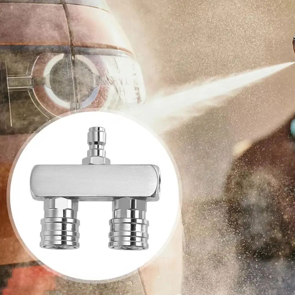 

2-in-1 Double Dual Nozzle Adapter Rod 1/4 Self-locking Nozzle Joint Washer Car Wash Adapter Dual Pressure L1a7