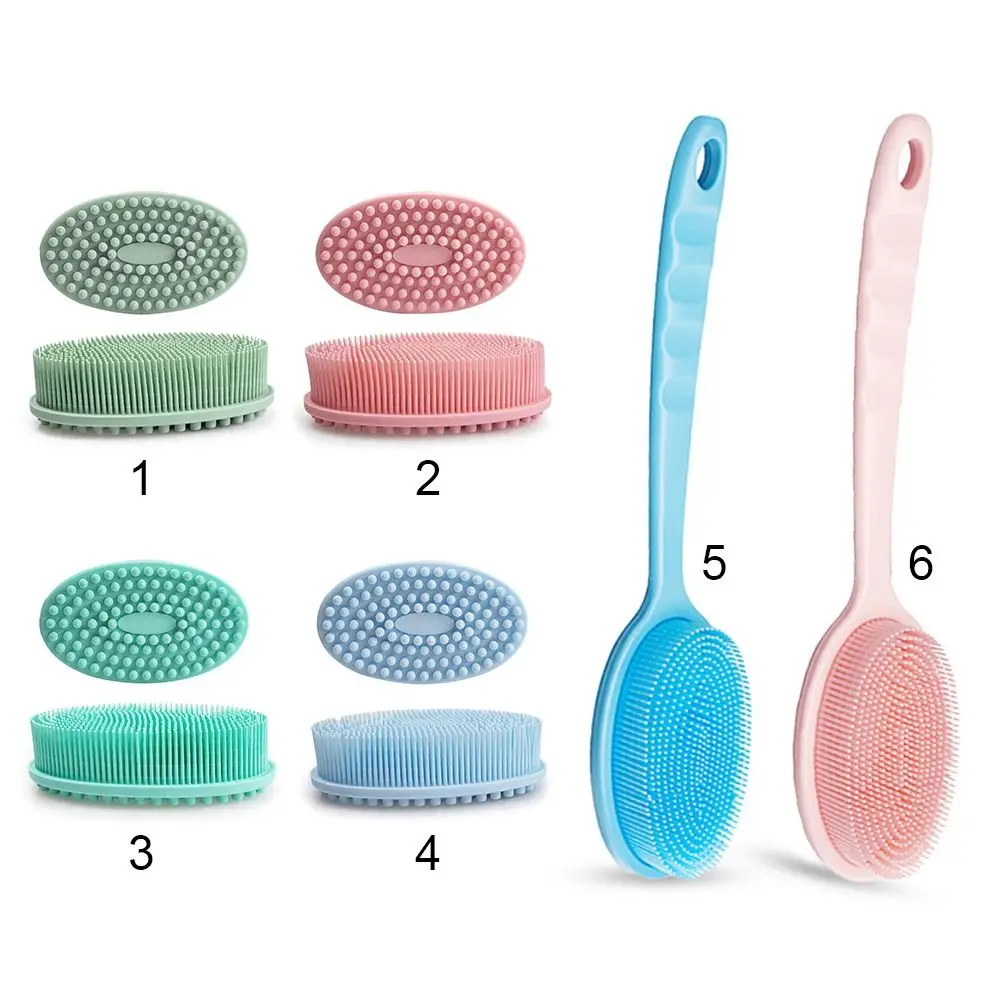 Double-sided Shower Body Brush Silicone Scrubber Brushes With Handle Exfoliating Scrub Skin Massager Exfoliation Bathroom Brush