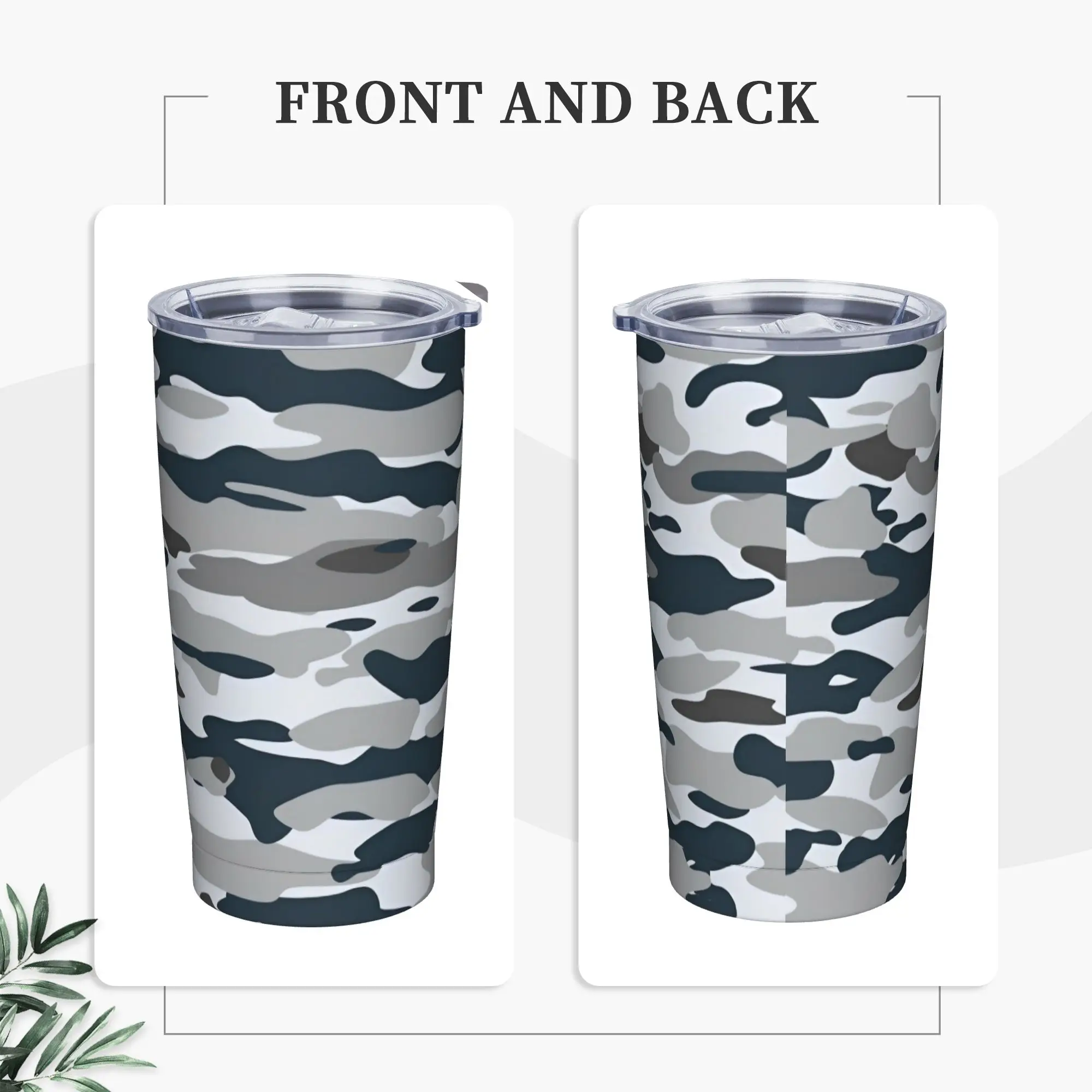 Camouflage Tumbler gray Hot Drinks Water Bottle Portable Stainless Steel Thermal Mug Graphic Travel Mugs Cup