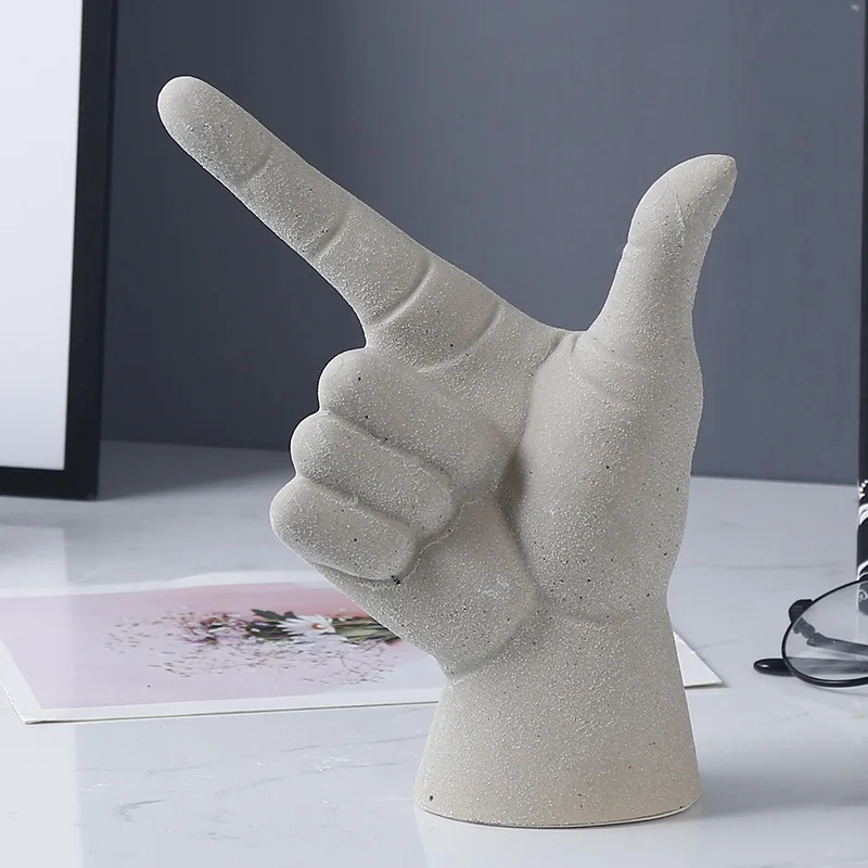 Hand Statue Model, Gesture Doll, Ceramic Material, Bookshelf, Desktop, Living Room Decoration, Modern Art Piece