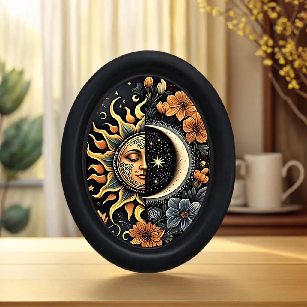1 Piece of Vintage Decorative Sunflower Wall Decoration, Oval Decoration, Halloween, Christmas, Thanksgiving Victorian Room Dark Decoration, Wooden Mini Hanging Painting, Unique Home Kitchen Office Decoration, Fun Gift, Holiday Gift