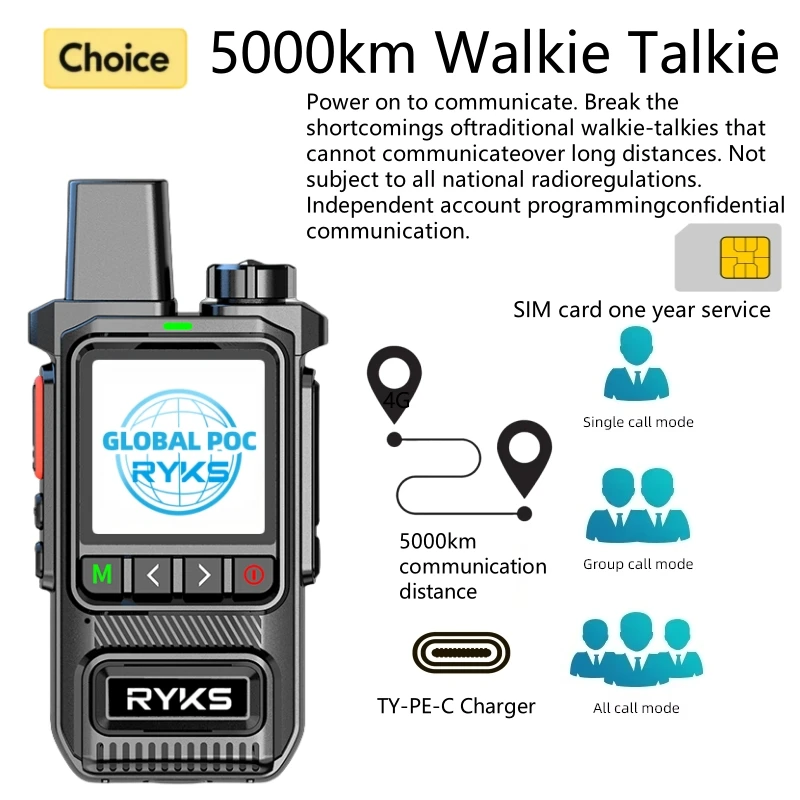 

Poc Radio Global 4G Walkie Talkie 5000Km Long Range Camping Two Way Ham Radio Incompatible Zello Dmr Baofeng Uv5R Quansheng Tk11