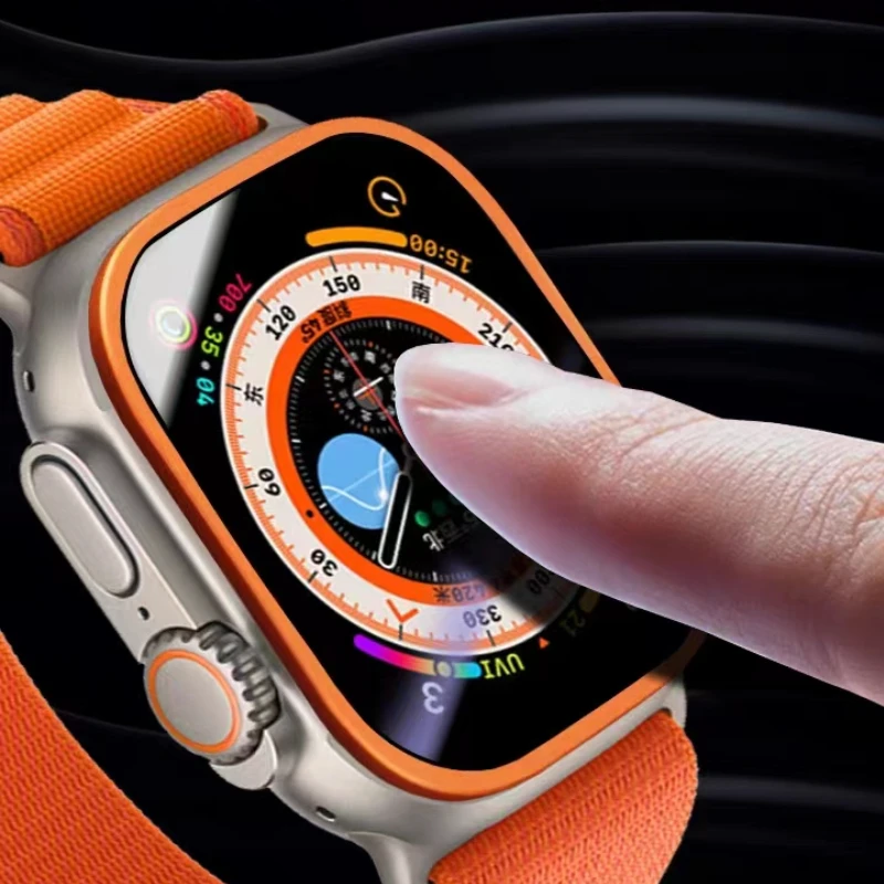 Explosion proof metal frame tempered glass protective film For Apple watch 49mm Anti-fall watch shell fittings For iWatch Ultra