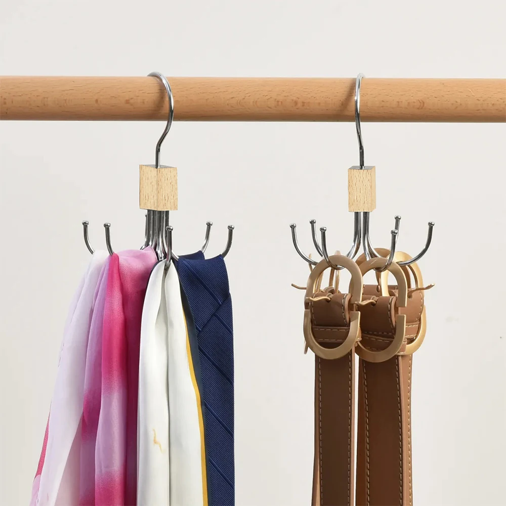 Hot Selling 6-Claw Rotating Closet Organizer Hook Space-Saving Hanger for Scarves Hats Bags Multi functional Storage Hook