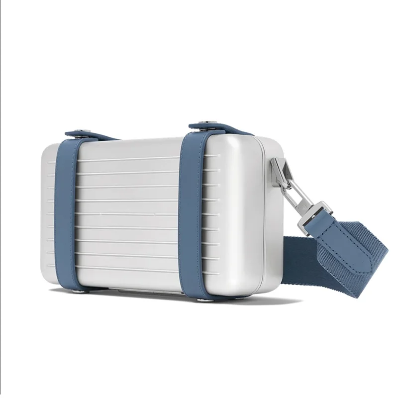 2024 Light luxury shoulder bag blue aluminum-magnesium alloy crossbody bag Fashion simple travel mobile phone bag