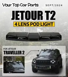 Fits For JETOUR T2 2023-2025 Glossy Black Roof Spoiler Lamp LED Light Bar