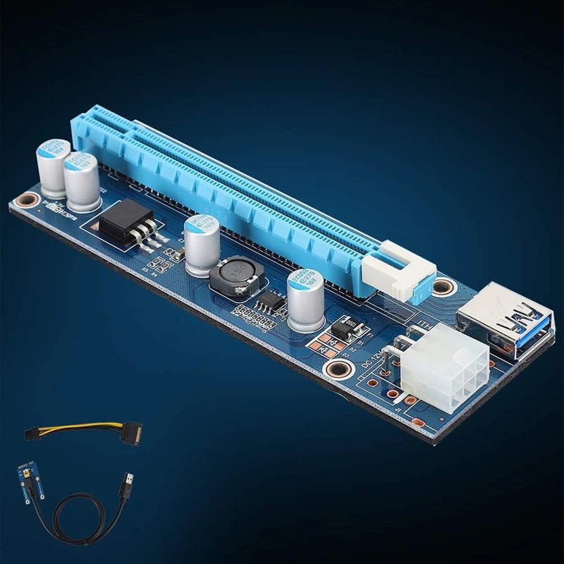 A35Q-Mini PCIE 16X Adapter,PCIE To PCI Express16x Extender,With 4 Solid Capacitors And 6Pin Interface,For Video Card Mining