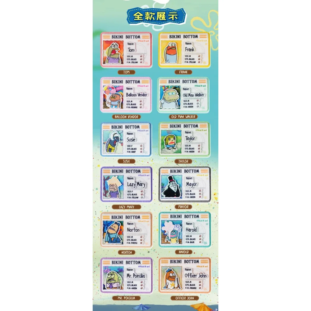 KAYOU Genuine SpongeBob SquarePants Non-woven Fabric Badge Animated Character Identity Card Series Backpack Pendant Accessories