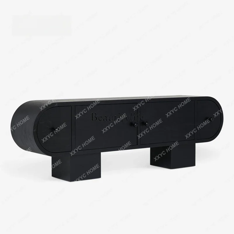 A Modern simple solid wood locker American country medium antique black storage retro minimalist living room TV cabinet