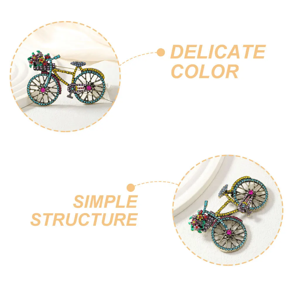 

Elegant Bicycle Shape Rhinestone Brooch Pin Metal Lapel Pin for Women Suits Coats Scarves Shawls Decorative Accessory