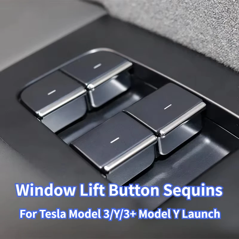 

Window Lift Button Sequins Trim for Tesla Model 3/Y/3+ Modely Launch 2025 ABS 7PCS Chrome Window Switch Button Cover Accessories