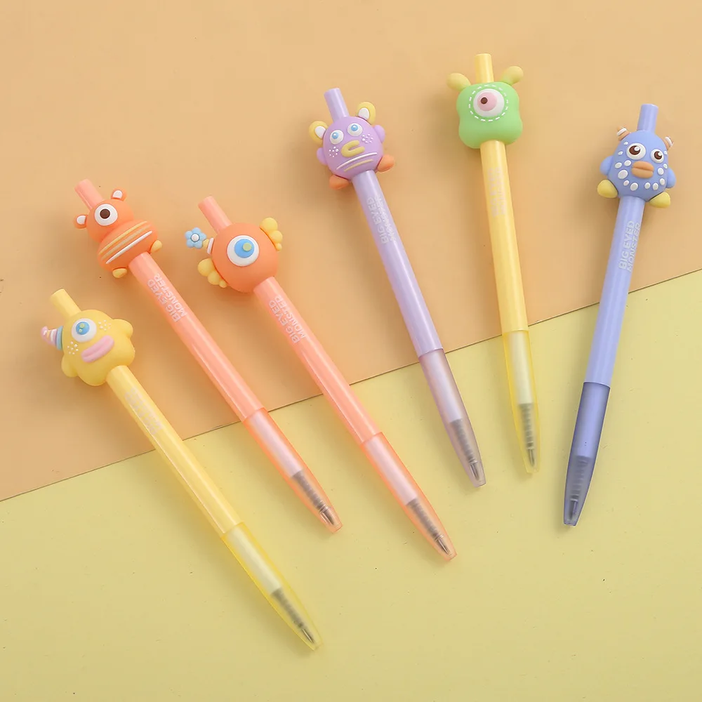 3 pcs/lot Cartoon Big Eyed Monster Mechanical Gel Ink Pen For Writing School Office Supplies Gift Stationery Pens