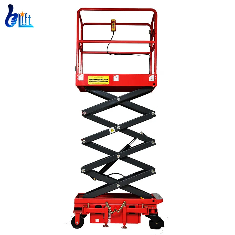 Belift Mini Semi Electric Scissor Lift for Indoor and Outdoor Aerial Work Small Lift Table with Wheel Used in Supermarket